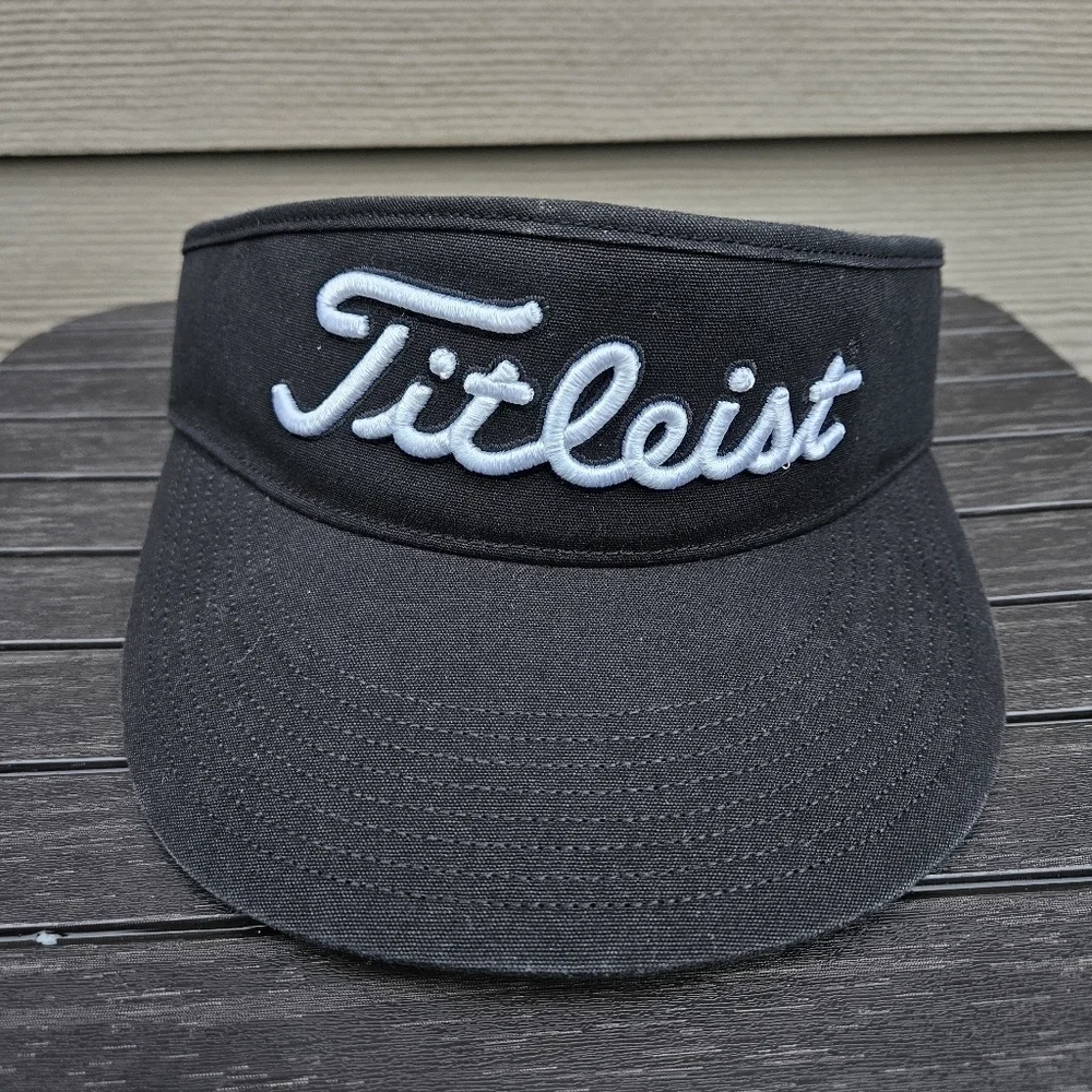 Titleist x Footjoy Players Classic Visor Black White Embroidered Velcro Back OS